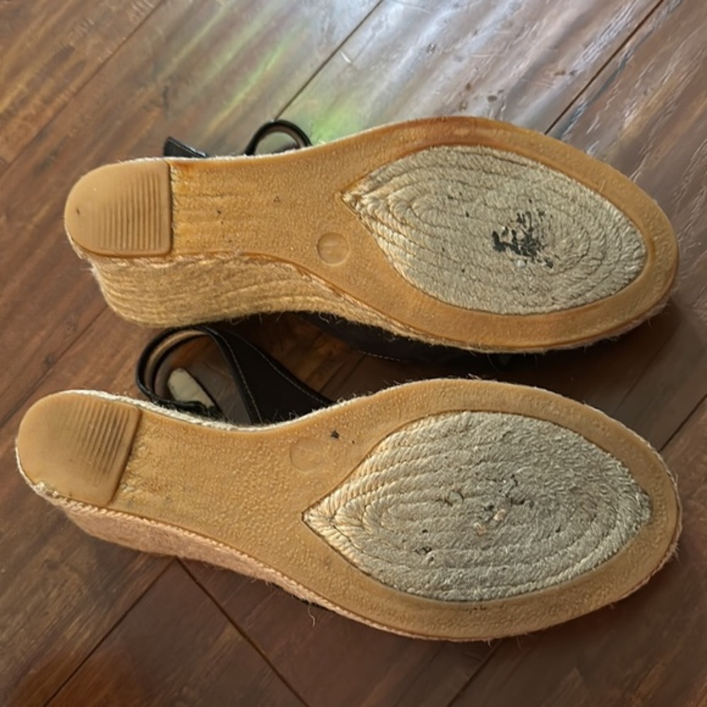 COACH Kara Black Signature C Logo Slingback Wedge Espadrilles Size 8 - Picture 6 of 8